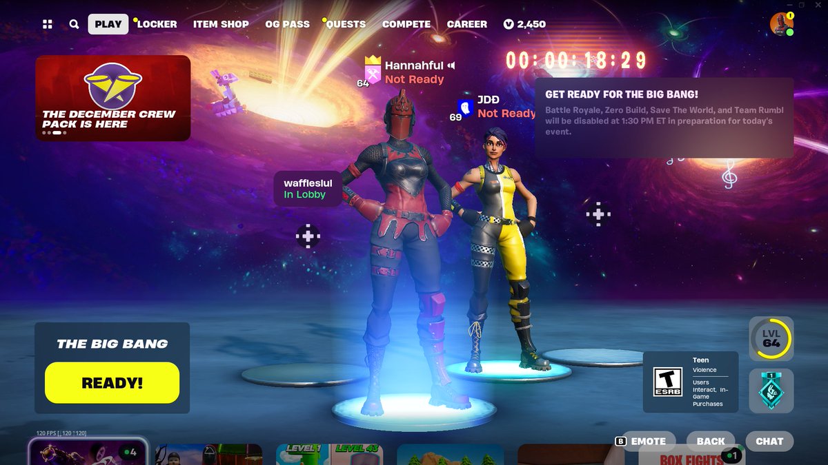 Interact with this tweet if you are having a 40+ minute queue for the big bang fortnite event