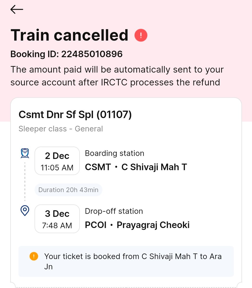 RISHABKING1's tweet photo. I have booked the tickets below but the train got cancelled and still not received anything from @Paytm @Paytmcare  and did not find how to contact you guys @PaytmBank please help https://t.co/BECxHJLf51