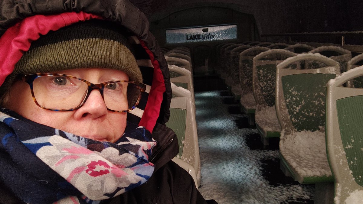 Slothfulone's tweet photo. @SkyNewsBreak yep it's snowing on my open-topped bus in Kendal. Reckon all the ones with roofs are stuck in Ambleside https://t.co/6fZVGZwmM3