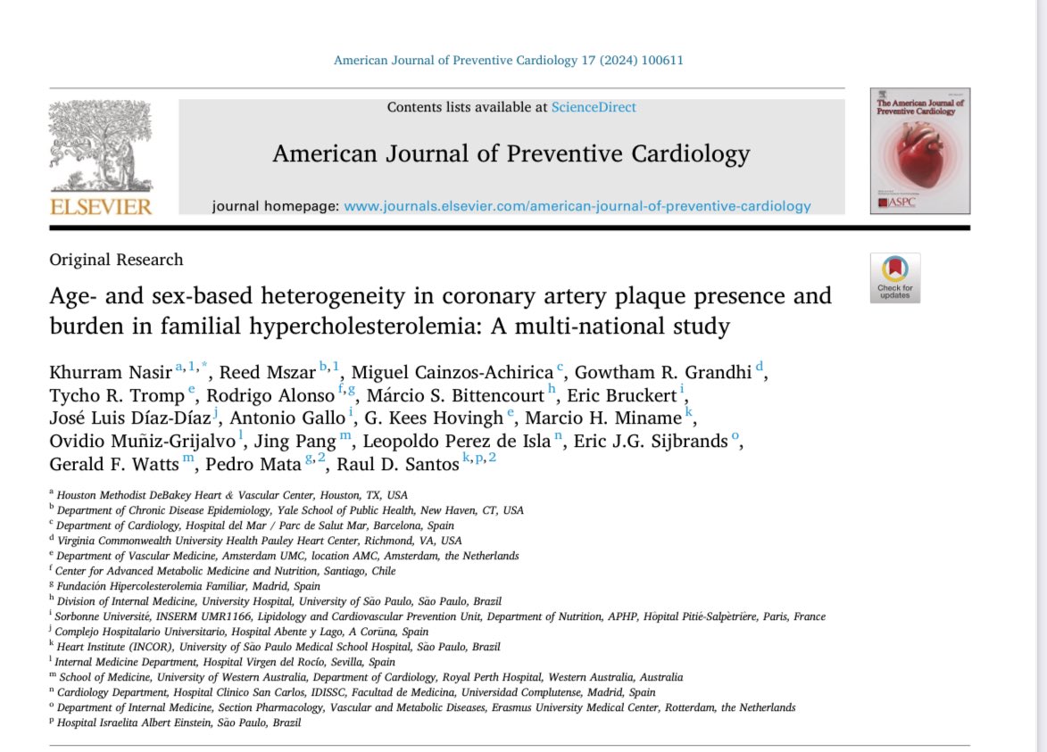 FH pts, no clinical CAD, mean age 48 y; treated median 11 years, LDL-C 155 mg/dL. 42% CAC=0 &amp; 33% no plaque in CTA, varying by age and sex. We Should use more imaging in FH to improve risk stratification 
<a href="/FHFamiliar/">Fundación HF</a> <a href="/HFIberoamerica/">Red Iberoamericana de Hipercolesterolemia Familiar</a> <a href="/society_eas/">European Atherosclerosis Society</a> 
doi.org/10.1016/j.ajpc…