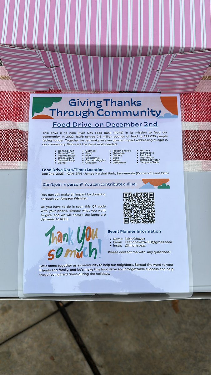 ZechariahFields's tweet photo. Come through to James Marshall Park, Sacramento with any food/supplies you can donate! 

If you can’t make it, we accept donations through our Amazon Wishlist: https://t.co/WU5m0wdXWN

Everything collected will be donated to River City Food Bank (RCFB). We appreciate any form of donations, including a retweet to spread awareness!