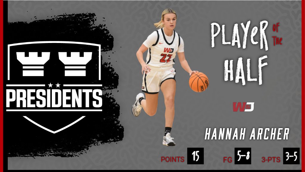 HALF: The President's lead at half 35-28 against the Bison. 

Hannah Archer leads the President's at half with 15 points, a personal season high. She posted 5-8 from the field and shot 3-5 from beyond the arch. 

#PrezPride