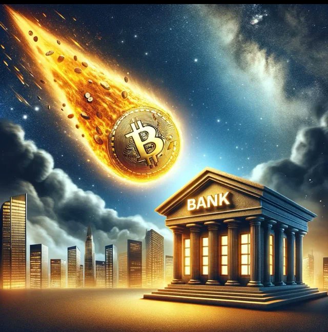 BitcoinMagazine's tweet photo. #Bitcoin: Making banks extinct since 2009 https://t.co/nLAc2jQV80