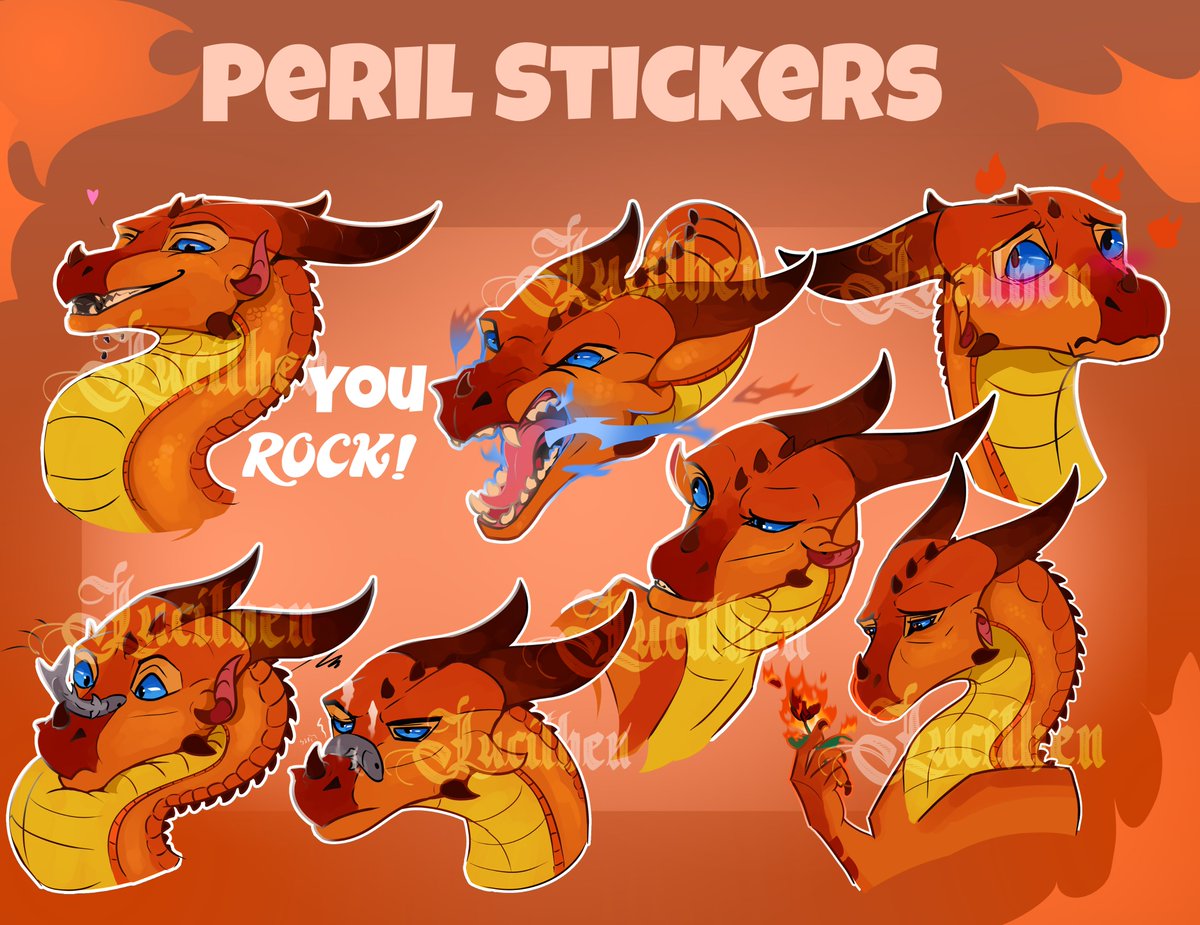 Lucithen0's tweet photo. Peril Discord/digital stickers!! Available on my Etsy store! 
https://t.co/deUIdbMG47
Love these colors.
You ROCK!
#art #ArtistOnTwitter #dragon #furry #furryart #wingsoffire https://t.co/FQ4hxhLngG