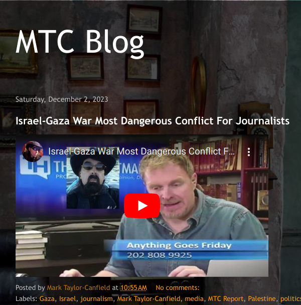 MTaylorCanfield's tweet image. Check out my journalism at
MTC Blog - including my latest report on journalist casualties in #Gaza.

#CommitteeToProtectJournalists reports it's most dangerous conflict for reporters since #CPJ began keeping records. mtcbog.blogspot.com
@dwatchnews_nam @RSF_en @rcfp #press
