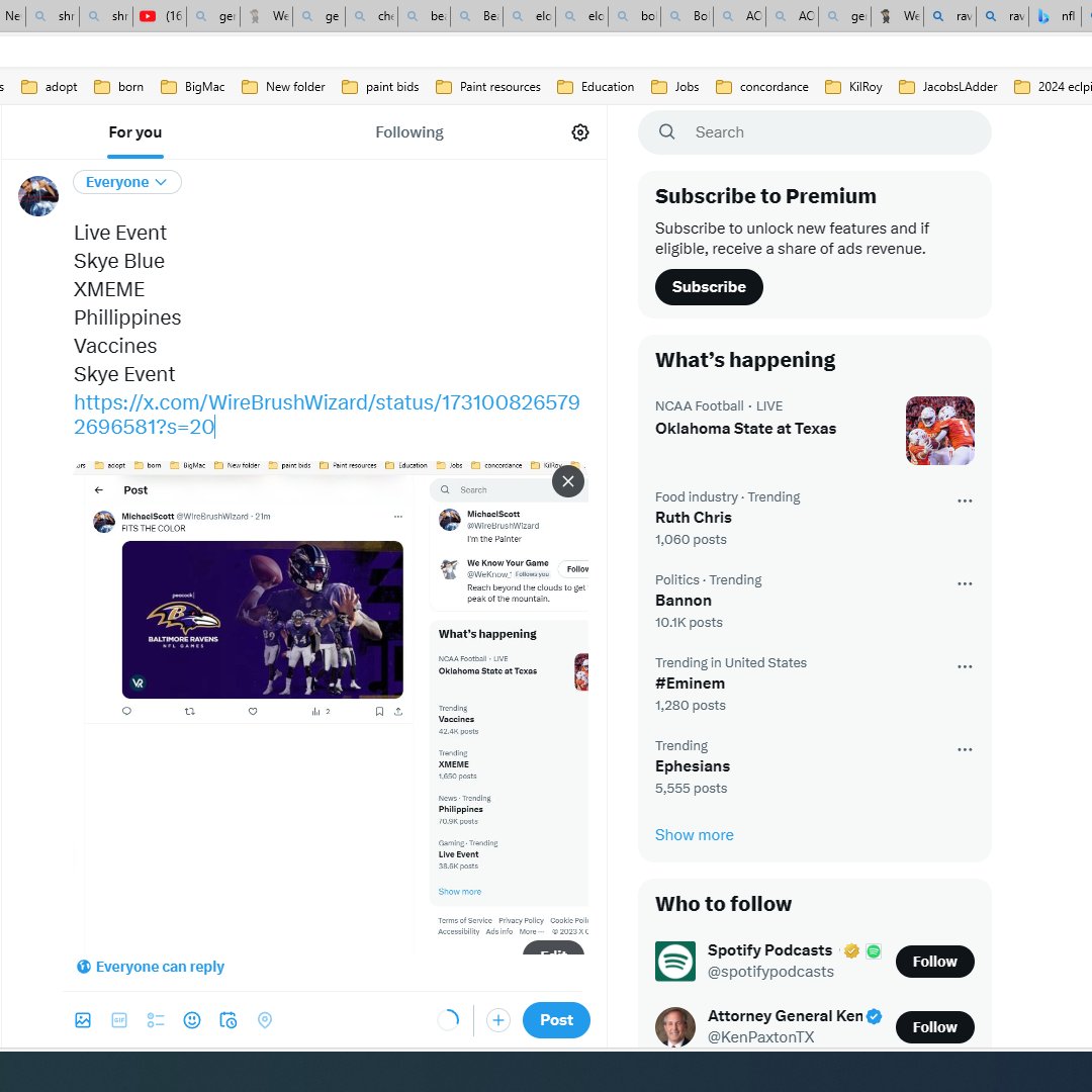 WireBrushWizard's tweet photo. Live Event
Skye Blue
XMEME
Phillippines
Vaccines
Skye Event
Ephisians
#XCOMMS 
#dancae 
Code Blue
Blue Elvis
Blue Hawaii
Blue Lotus
Blue Lagoon

This must be 
Juts Like
Living in
Paradise

Check it Out
https://t.co/LZkqKuXnPA https://t.co/kodhKIpHhd