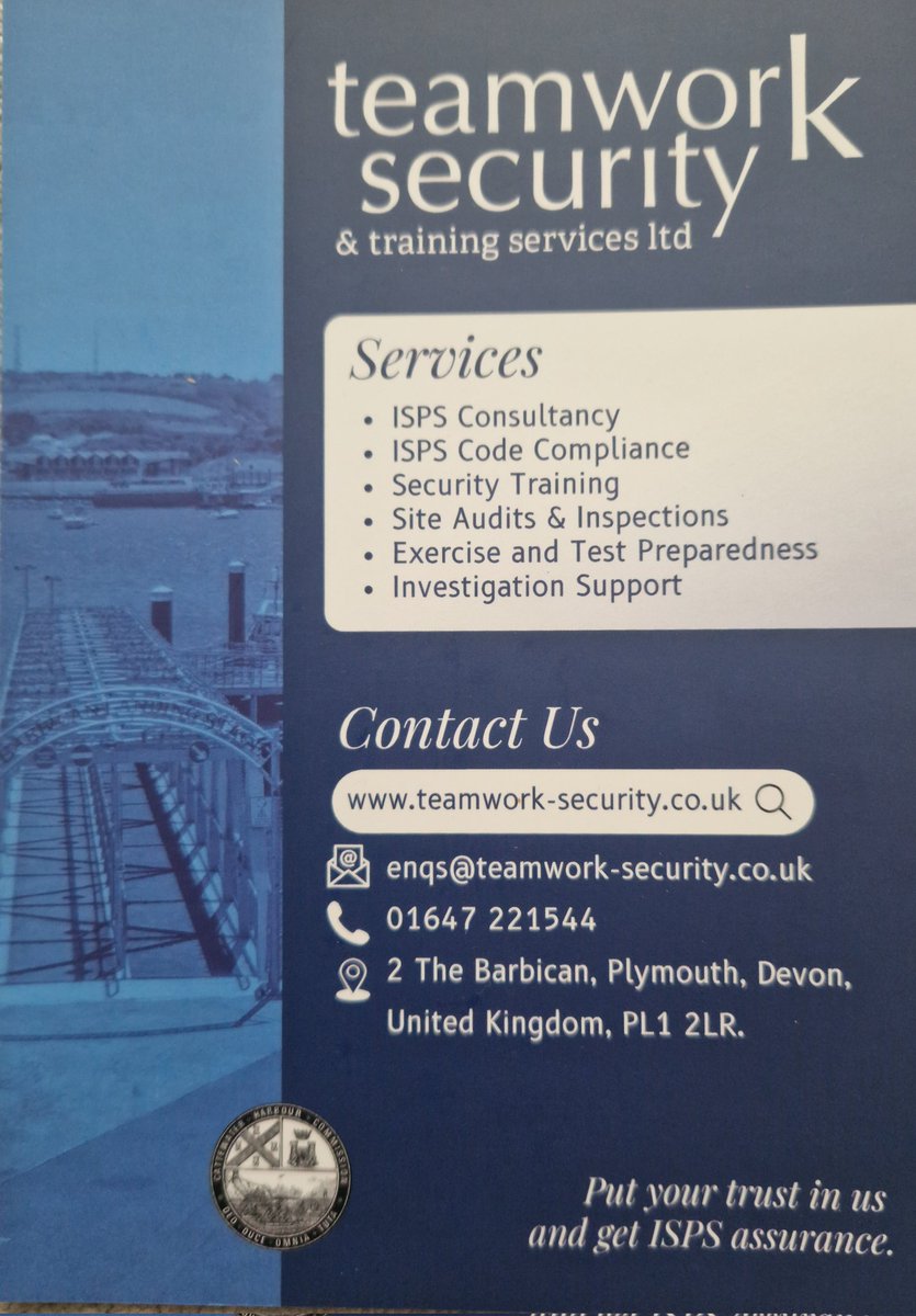 BasshamPaul's tweet image. New job! ⚓️ 
#TeamworkSecurity &amp;amp; #TrainingServices 
#ISPS South East #SupportOfficer
#Marine #Port #ProjectKraken
@transportgovuk #ProjectSevator #PortSafe @UKNMIC #Hybrid