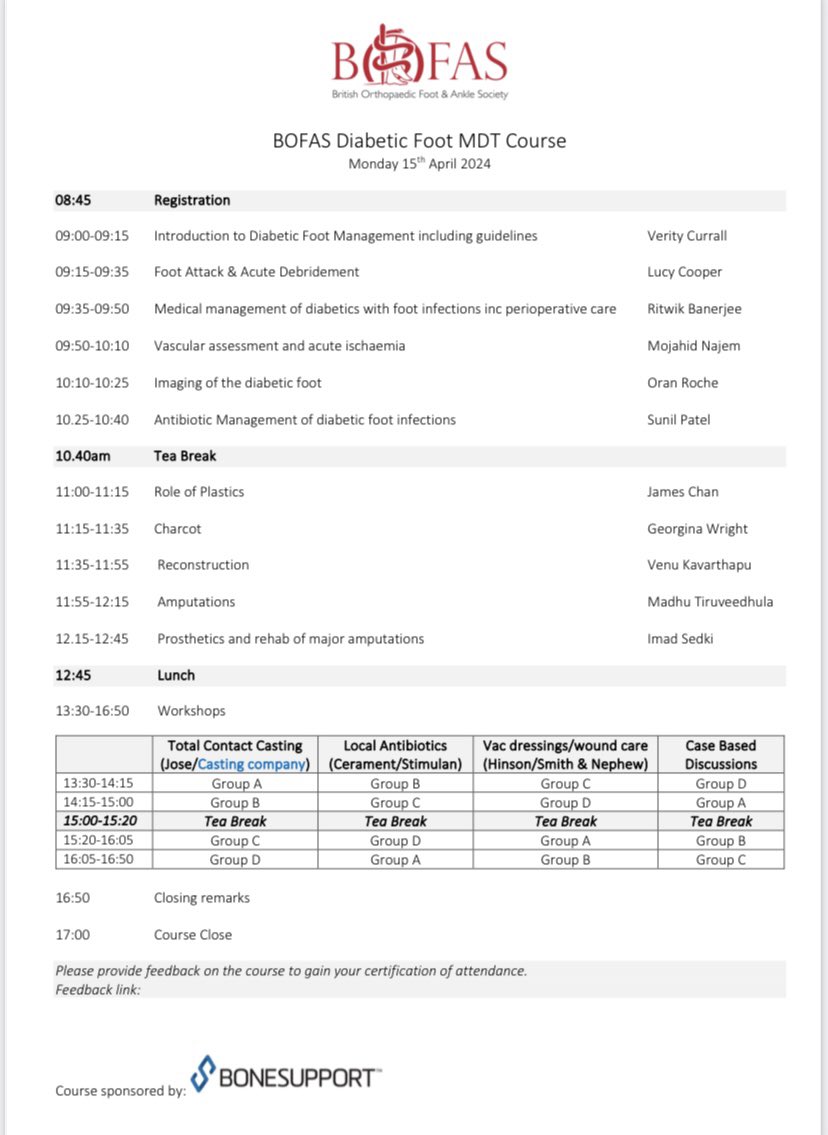 The @BOFAS_UK Diabetic Foot Principles Course is an exciting 🚨 NEW COURSE 🚨 designed for Orthopaedic trainees. 15 April 2024, Milton Keynes For further information & registration: linktr.ee/bofas #OrthoEducation #DiabeticFoot