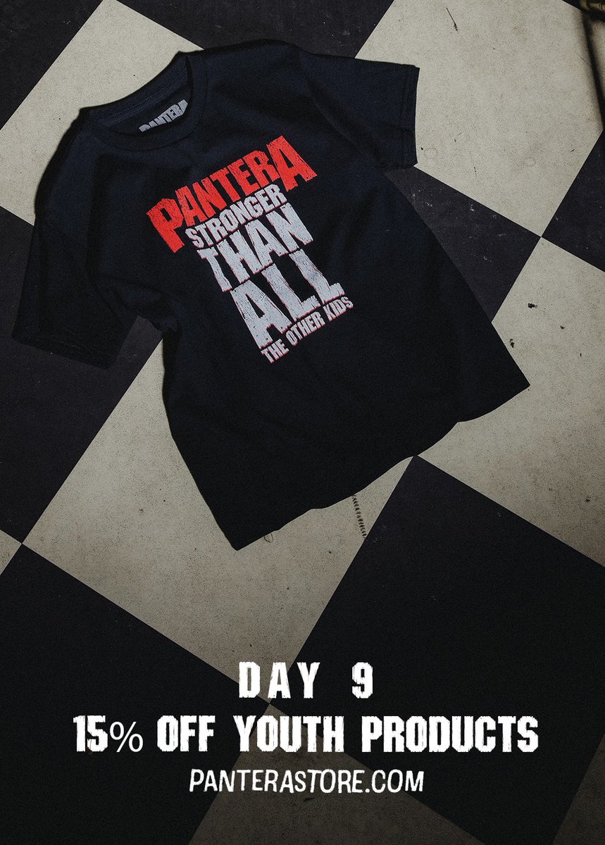 Day 9 of the 12 Days of Pantera. 15% off Youth products. Panterastore.com