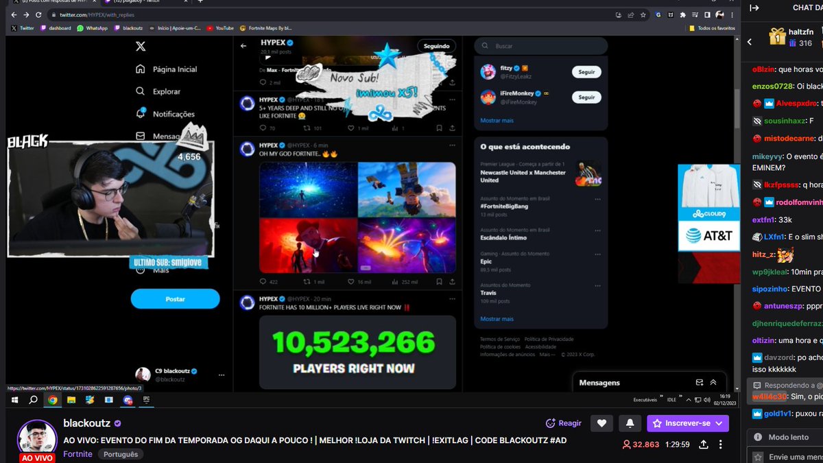 blxckoutz's tweet photo. Batemos o recorde de views da história do canal na twitch... Obrigado pelo apoio insano durante a temporada do Fortnite OG e por esse final mais incrivel ainda, sem vocês eu não seria porra nenhuma ❤️

33K VIEWERS 🔥 https://t.co/9XmhCilF7N