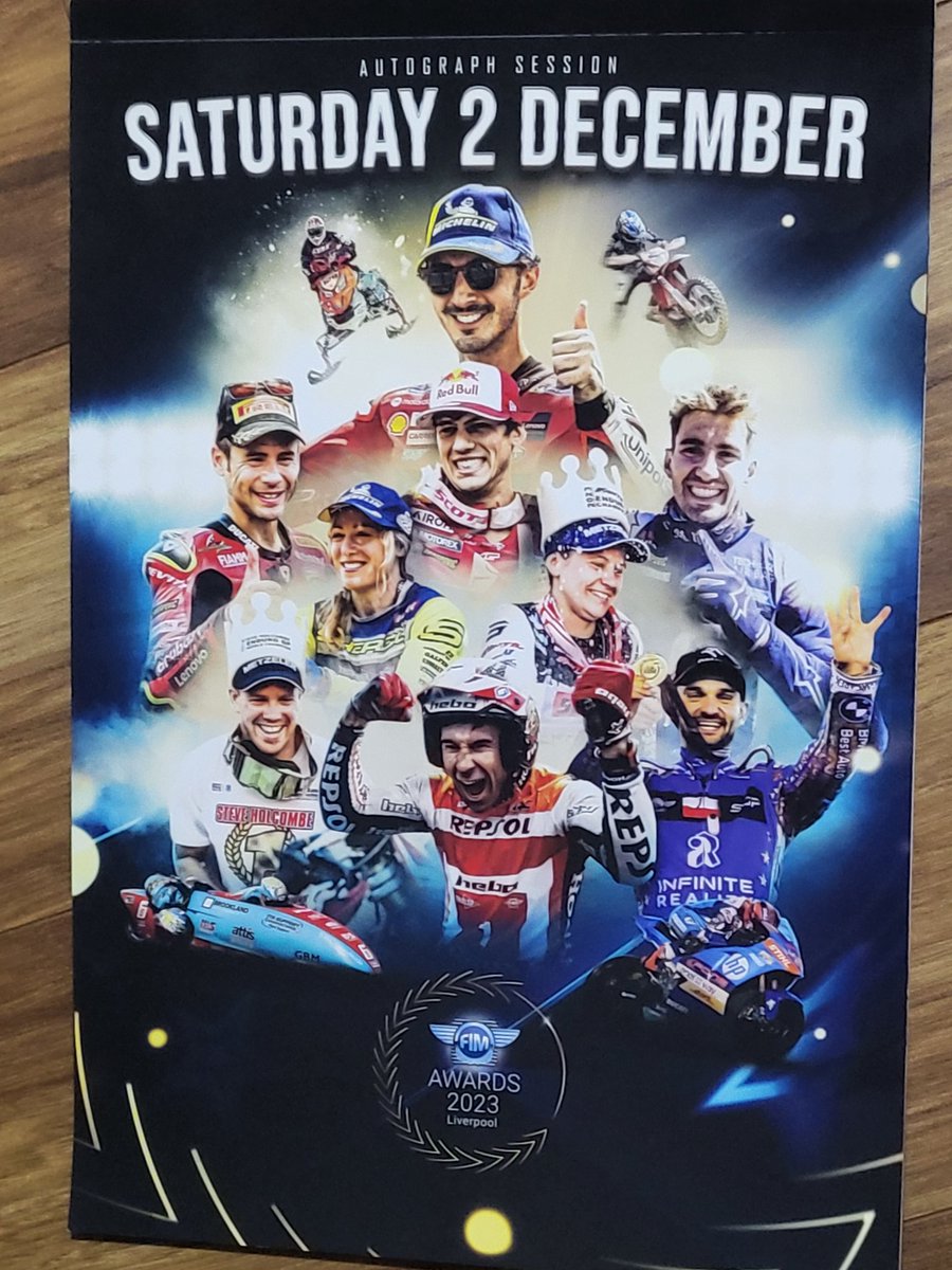 jude1312's tweet photo. What a privilege to be at the @FIM_live Autograph session #RidetotheFIMAwards #FIMawards23 so lucky that it was held in the @ACCLiverpool so just a bus ride away for me 😊 https://t.co/KoIca35PCT
