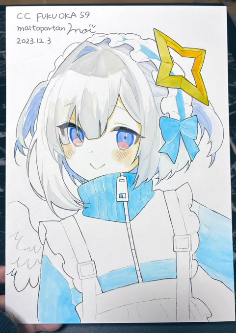 CC福岡の件で書き忘れてました! スケブは2000円以上お買い上げ頂いた方のみ、先着でお受けします。また、イベント後に用事がありバタバタ帰るので、早めに受付終了いたします 手描きイラストボードは↓1枚だけ描けましたので、興味のある方はぜひぜひ #CC福岡59