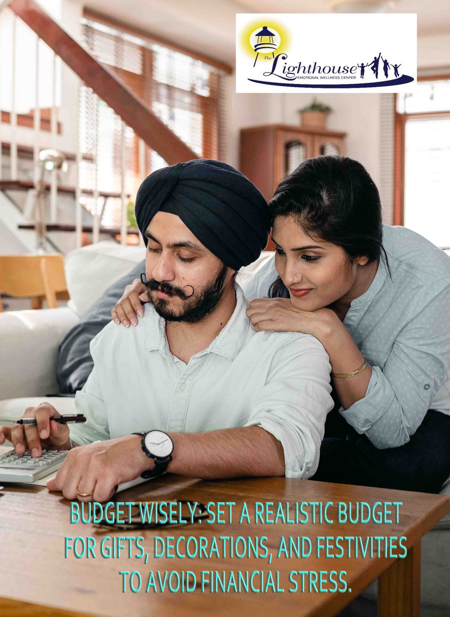 LighthouseCntr's tweet photo. Budget Wisely: Set a realistic budget for gifts, decorations, and festivities to avoid financial stress.
#lighthouse #wellness #therapy #holiday #budget #stressfree #together https://t.co/eiyDHJOFGQ