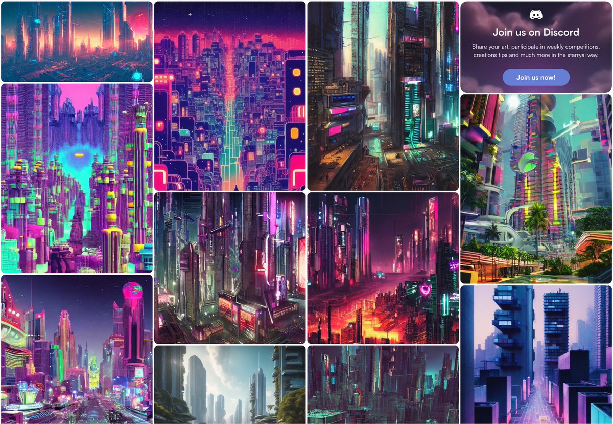 AradrielNFT's tweet photo. I gave a simple sentence "Futuristic City" to generative AI websites to see their capabilities 🏙️🎨
Here the search result for https://t.co/zZMjlE80Wy. What do you think? ✨🚀
Searching is #Free #NoAccount but not creating
#GenerativeAI #Artwork #FuturisticCity #Technology https://t.co/DUPzTbS5eN