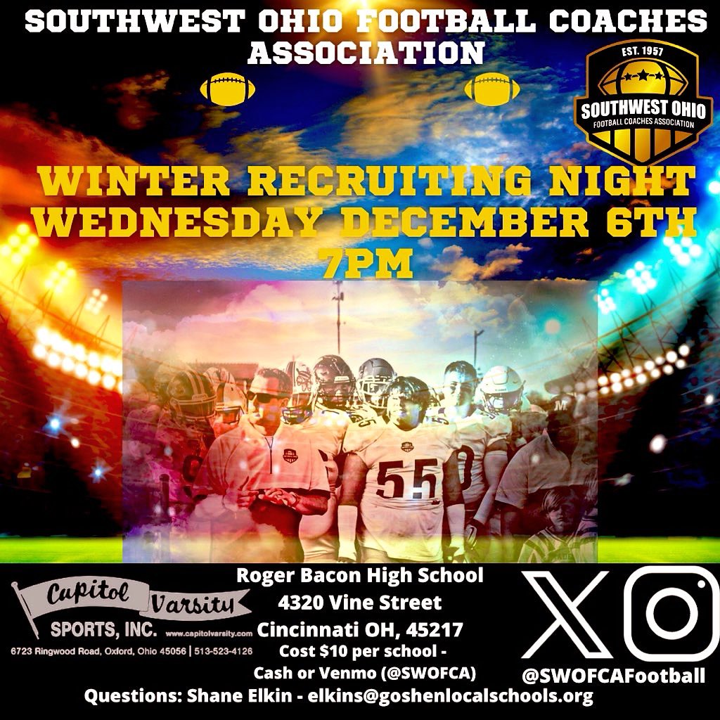 NCAA Division 2, Division 3, &amp; NAIA coaches it is not too late to register 🔗 forms.gle/FUgrVKiRRaND2j… to attend our recruit night this Wednesday. Come check out our ‘24 prospects in SW Ohio. Cost to attend is $10 and it benefits our SWOFCA Scholarship fund. @ShaneElkin48 Lk &amp; RP