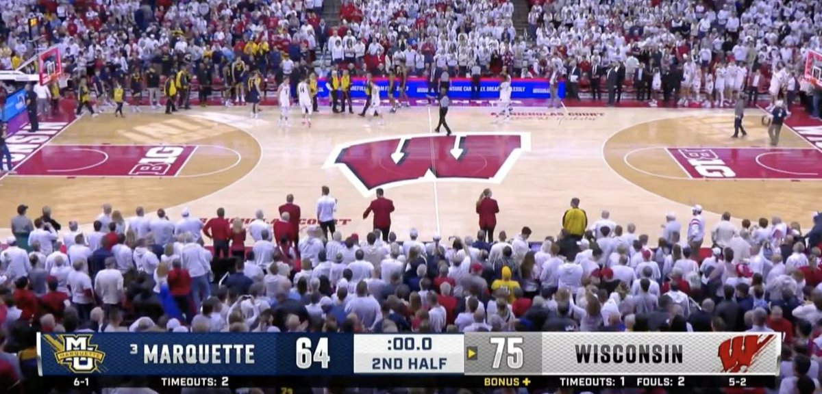 CBSSportsCBB's tweet photo. Down goes No. 3‼️

@BadgerMBB wins the I-94 rivalry.

THIS IS ONLY DECEMBER 😤 https://t.co/jJbfRQ1Fnd