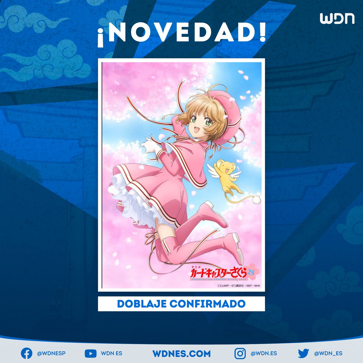 wdn_es's tweet photo. 🎙️ | Doblaje
El doblaje latino de "Sakura Card Captors: Clear Card" se estrenará el próximo año. #anime #doblaje https://t.co/HBt2dO6oME