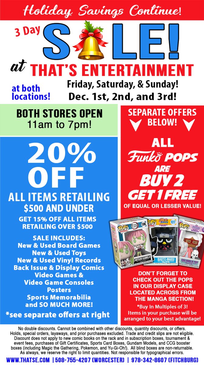 ThatsE's tweet photo. Just a reminder, our BIG HOLIDAY SALE runs thru Sunday, December 3rd at BOTH STORE LOCATIONS! https://t.co/W3VQrvkKh0