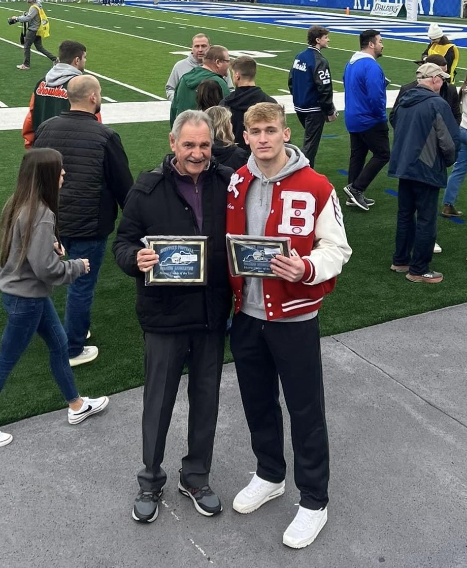 Congratulations to Coach Haywood and  Caden Woolum 3A District 8 coach and player of the year!!!