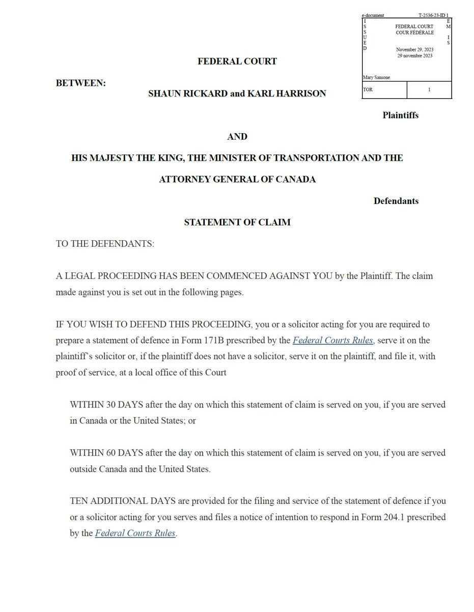 ShaunRickard67's tweet image. My friend and co-applicant, @KarlDHarrison and I have filed a second landmark lawsuit against the Federal Government as a 'spin off' of sorts to our Vaccine Travel Mandates case, this time around we are suing for damages.

Our rationale &amp;amp; strategy for doing so, along with a full