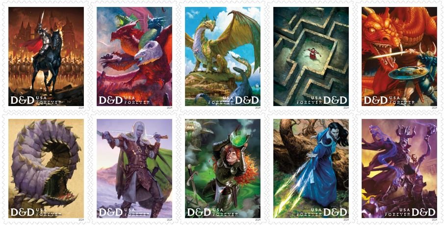 Growing up, D&amp;D was portrayed as this dangerous underground thing. Oprah and 60 Minutes warned us about it. Movies like Mazes &amp; Monsters and Cruel Doubt said it would drive us into insane killers.
The USPS is now doing D&amp;D stamps for the game's 50th.
TTRPGs have come a long way.