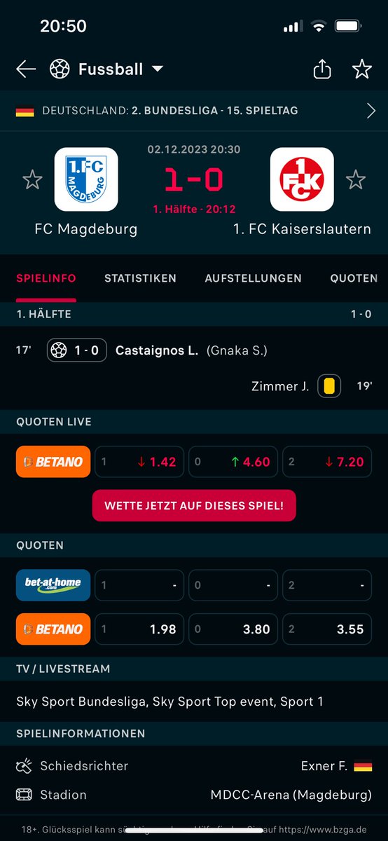 Die haben in 8 Spielen nur eins gewonnen und verlieren heute schon wieder. Es wäre so schön wenn wir noch im Pokal wären…