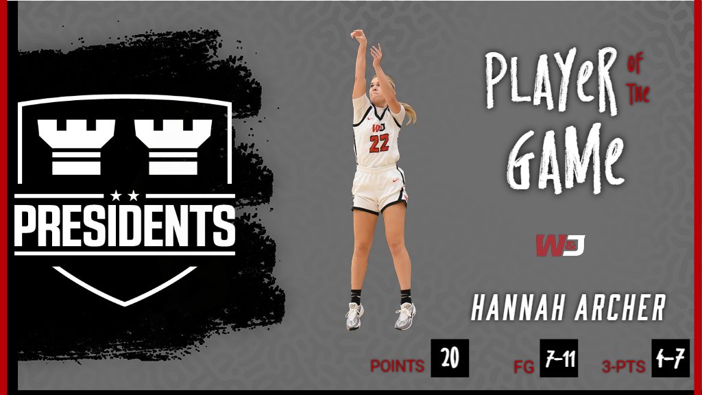 FINAL: The Presidents battle and beat the Bison 63-53. Hannah Archer's three-point barrage helped lift W&amp;J.

Meghan Dryburgh also posted a strong effort with 21 rebounds, 12 points, and 5 assists.

#PrezPride <a href="/WJ_WBB/">W&J Women's BBall</a>