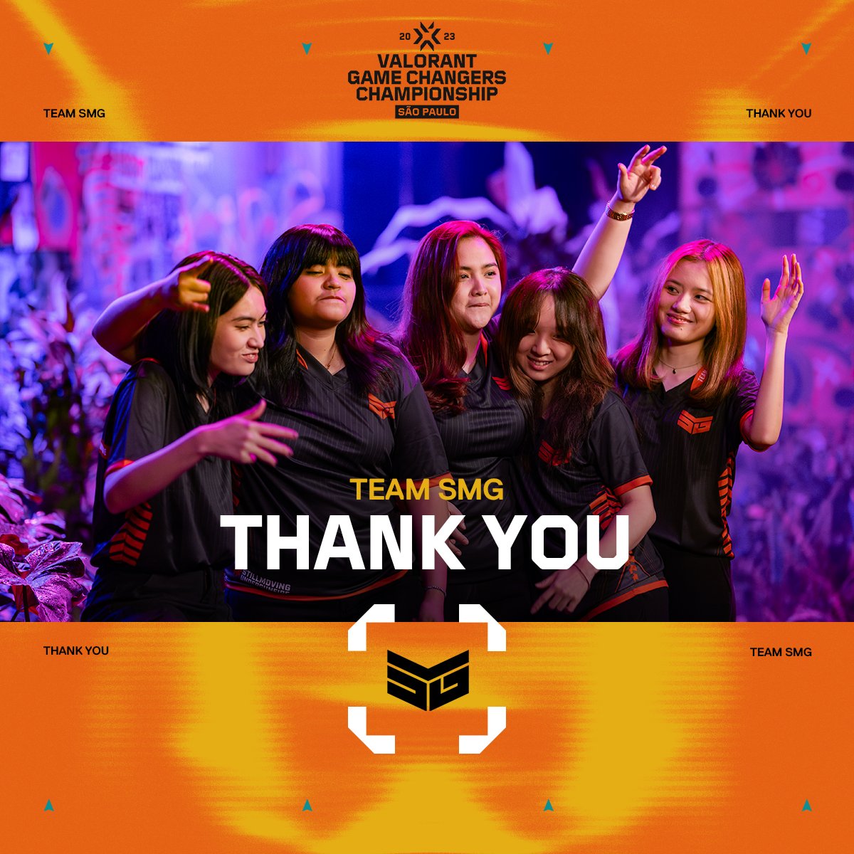 We couldn't have had a better team to represent our region.

Thank you <a href="/TeamSMGofficial/">Team SMG</a> for playing your hearts out in Brazil 🧡 #VCTGameChangers