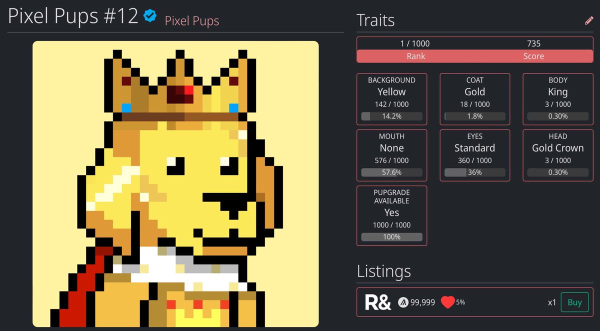 PyreneesPack's tweet photo. 🚨Pixel Pup Secondary Market 🚨

If you want to buy a Pixel Pup with a Pupgrade, make sure you check our website 1st and then @nftexplorerapp!

We created a “Pupgrade available” trait. If marked “Yes”, that means you can still upgrade it. 

https://t.co/1kGPCE95a8 https://t.co/VtgWDJlm3o