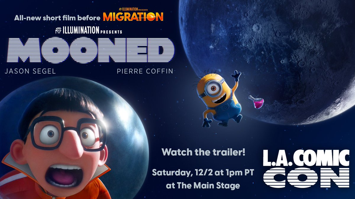 OH YEAH!! Watch footage from Illumination’s new film Migration and a sneak peek at Mooned a new Vector and Minions Short at 1PM on the Main stage. #minions #mooned