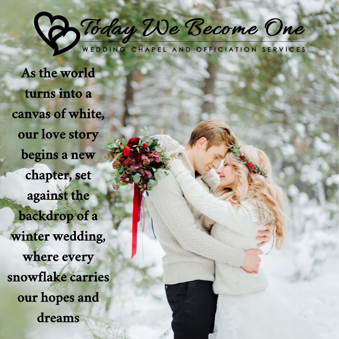 As the world turns into a canvas of white, our love story begins a new chapter, set against the backdrop of a winter wedding, where every snowflake carries our hopes and dreams. ❄️❤️✨ 
#TodayWeBecomeOne 
#WhiteWeddingDreams 
#WinterLoveStory 
#NewBeginnings