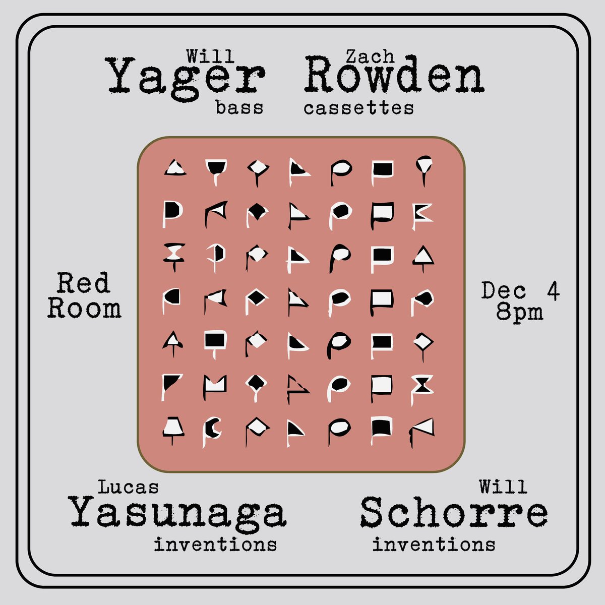 Monday!!! amazing show at the Red Room!  See hear new compositions, new instruments.