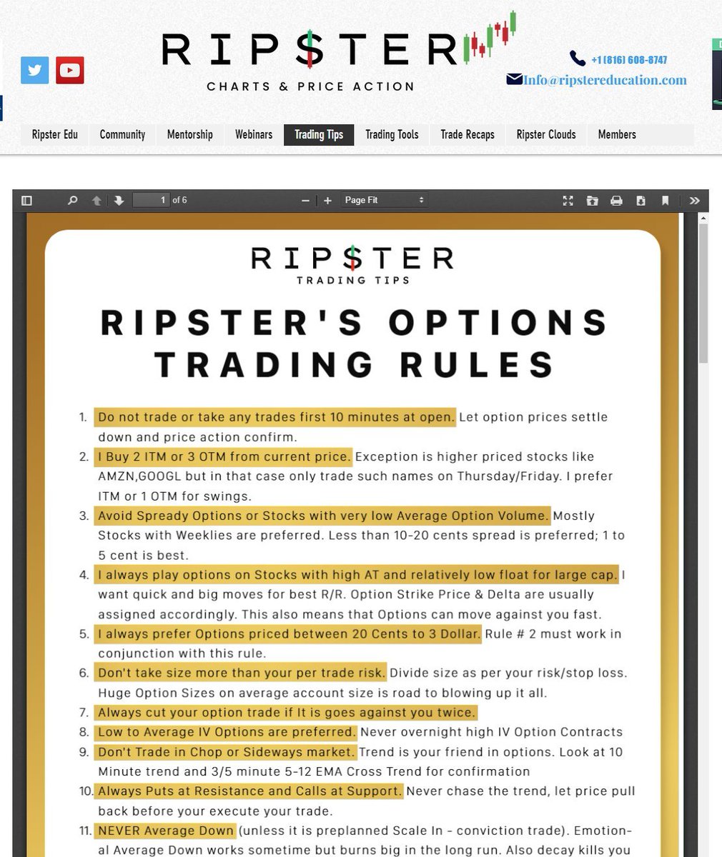 ripster47's tweet photo. 💡 #optiontips #tradingtips
Ripster's Option Trading Guide/Rules
https://t.co/jRcFPqJdT8