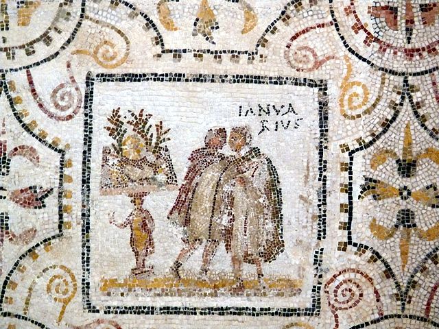 Happy January. Sousse Roman mosaic showing January. From Sousse Archaeological Museum, Tunisia