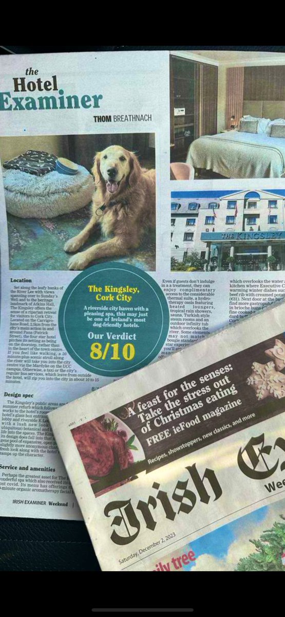 In today’s <a href="/irishexaminer/">Irish Examiner</a> <a href="/ThomBreathnach/">Thomas Breathnach</a> &amp; his handsome companion Vipp discover a dog friendly haven awaits in Cork <a href="/KingsleyHotel/">The Kingsley</a> , with bonus points for indoor doggy dining 🐶🦴