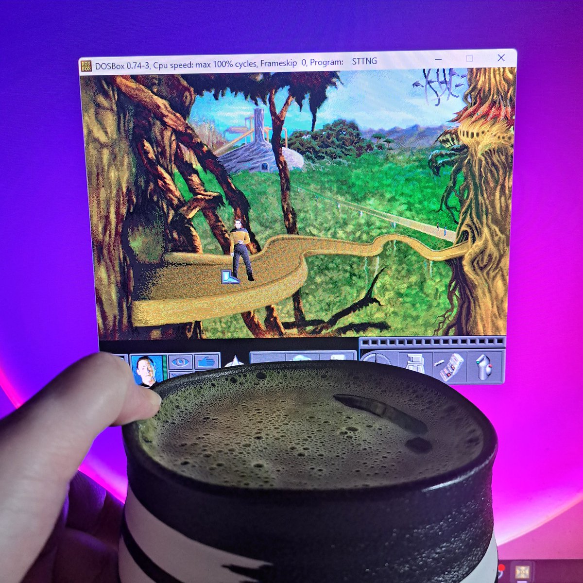 JanelleWaz's tweet photo. WHY AM I STILL STUCK ON THIS PLANET????
Happy Saturday, everyone.
#GamingSaturday #StarTrek #StarTrekTNG #AFinalUnity #Dos #DOSGaming #Tea #Matcha https://t.co/oczJcZ4vu0