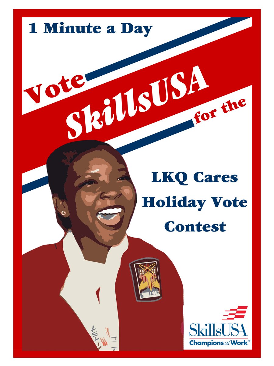 Have you taken 1 minute today to help SkillsUSA? Get your daily votes in to ensure SkillsUSA is among the top for the LKQ Holiday Cares Competition. Please share so we have the best chance possible to win! bit.ly/VoteSkillsUSA