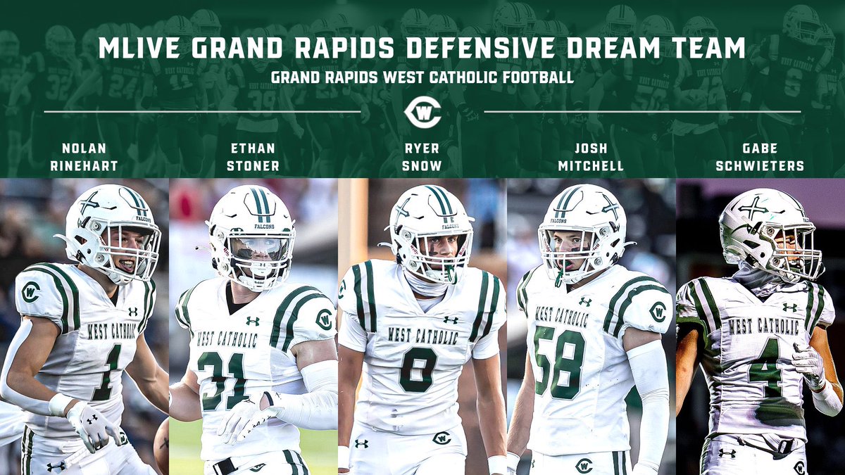 Proud of our players that were selected to the MLive GR Defensive & Offensive Dream Team for the 2023 season! Defense Nolan Rinehart - 1st Team DB Ethan Stoner - 2nd Team DL Ryer Snow - 2nd Team LB Josh Mitchell - HB. DL Gabe Schwieters - HB. DB #WeTheWest | #GRWCFootball