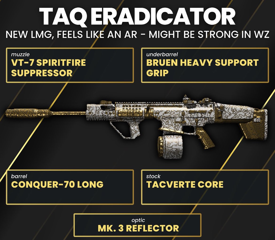 LoadoutHub's tweet image. ▫️Taq Eradicator Class
Comment Below Classes you wanna see! #cod #CallofDutyModernWarfare #callofduty  #Warzone