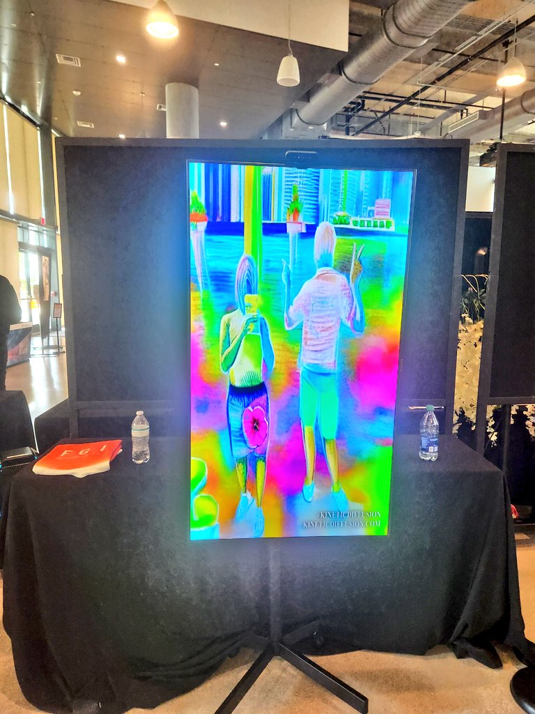 EphemeralMedia's tweet photo. Some more #AI , #VR , #XR , #AR interactive projects at #fgi2023 ,including new cyberpunk utopian dystopian VR videogame that I inevitably played in my own way (jumping off buildings) 😅 #GenerativeAI #diffusion #midjourney #videogames https://t.co/9uckwfMnmX
