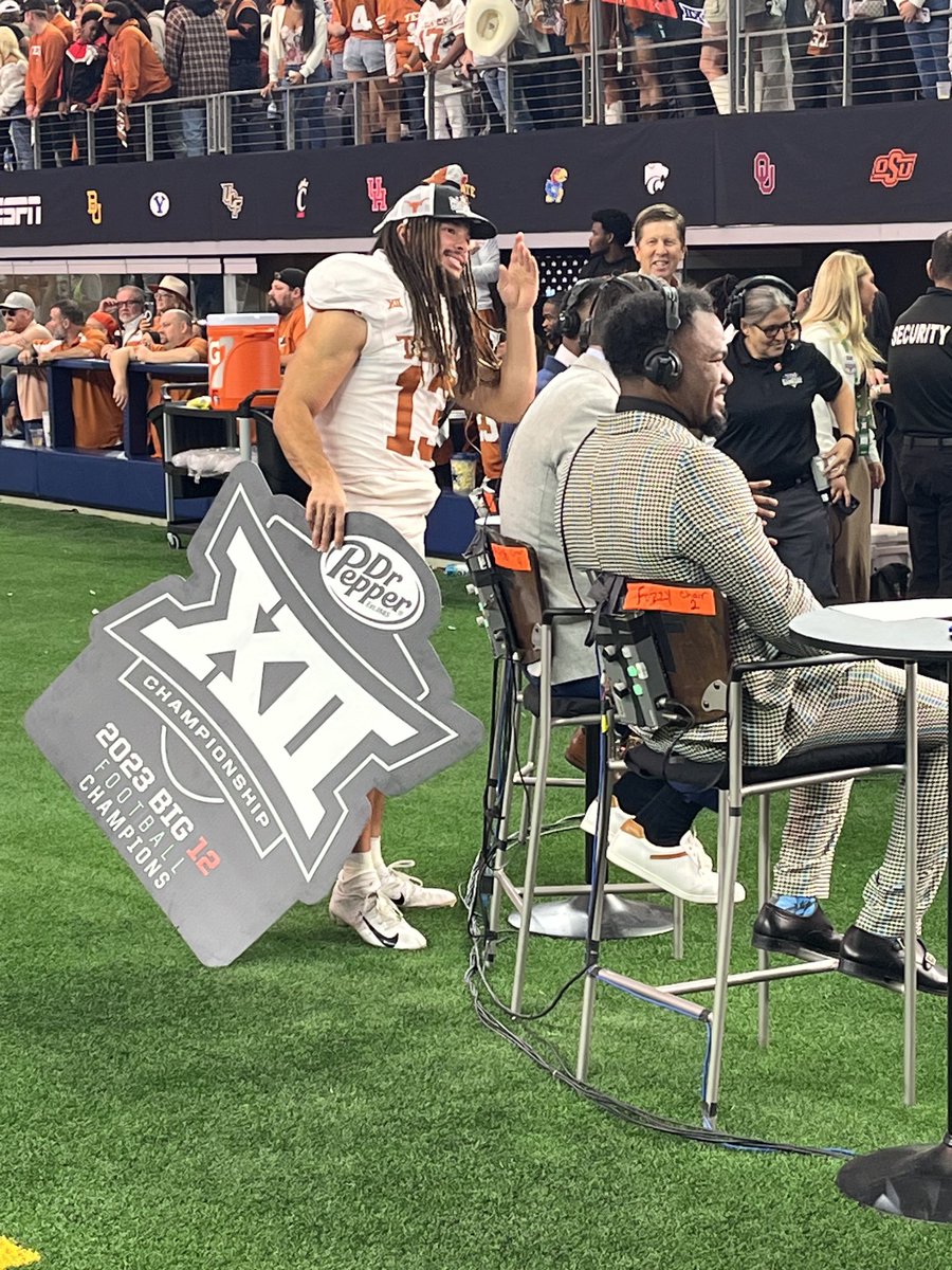 SBN_Wescott's tweet photo. Jordan Whittington stops by the Longhorn Network set. It’s been quite a journey for him to hold that sign. Talk about resilience. #HookEm https://t.co/eprR1Qn3Zn