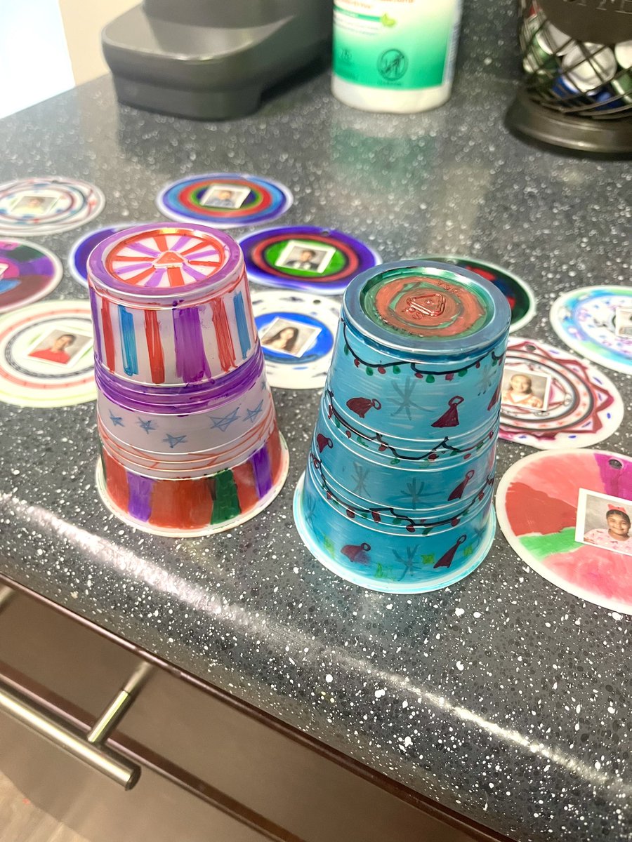 Ms_Terrazas's tweet photo. These ornaments have been so fun to make! Students decorated their own cup &amp; I baked them until they melted flat. Easy holiday keep sake personalized with their school photo. ❤️✨ https://t.co/dAW6kUsWjK