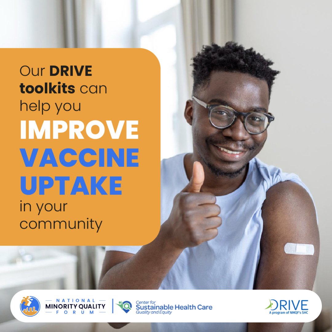 NMQF's tweet photo. Flu vaccine racial and ethnic disparities have persisted over many years and continue today for all ages.
Want to help?
This National Influenza Vaccination Week, we invite you to explore DRIVE. ➡️ https://t.co/edqEwsM6G4
#DRIVEFlu #NIVW https://t.co/eQq4lOiOzX