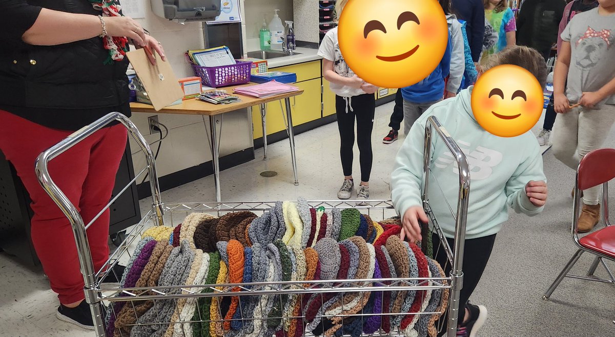 @MountainViewJCS always looks forward to Julia Allen, affectionately known as “the hat lady” by many of our sweet students, to come hand out hundreds of hats she MAKES for our students each year. We thank her and love her so much! #MadeWithLove @jcityTNschools