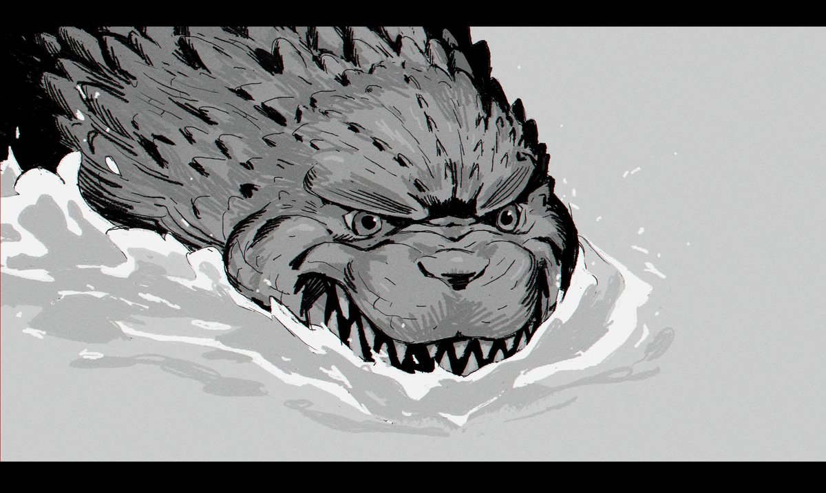 papajoolia's tweet photo. quick sketch after seeing the new movie he was kind of so cute #GodzillaMinusOne https://t.co/wx25IJp3oZ