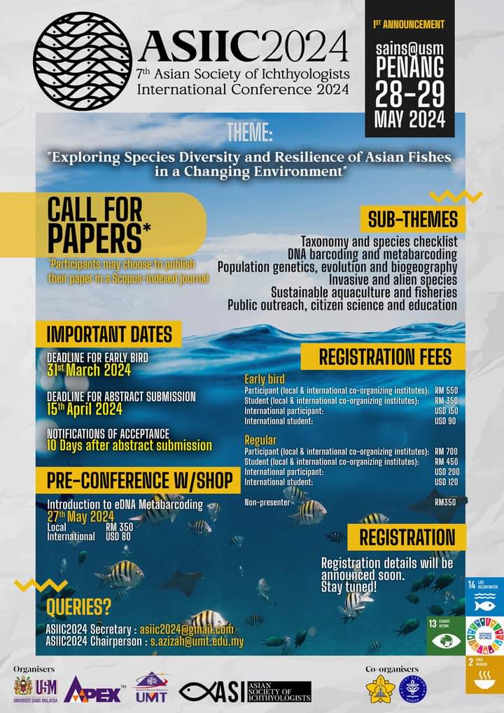 Looking forward to #Penang in May 2024 and catching up with fishy colleagues from around Asia and beyond.🐟🐠🐟🐡
#Ichthyology #conference #fishconference