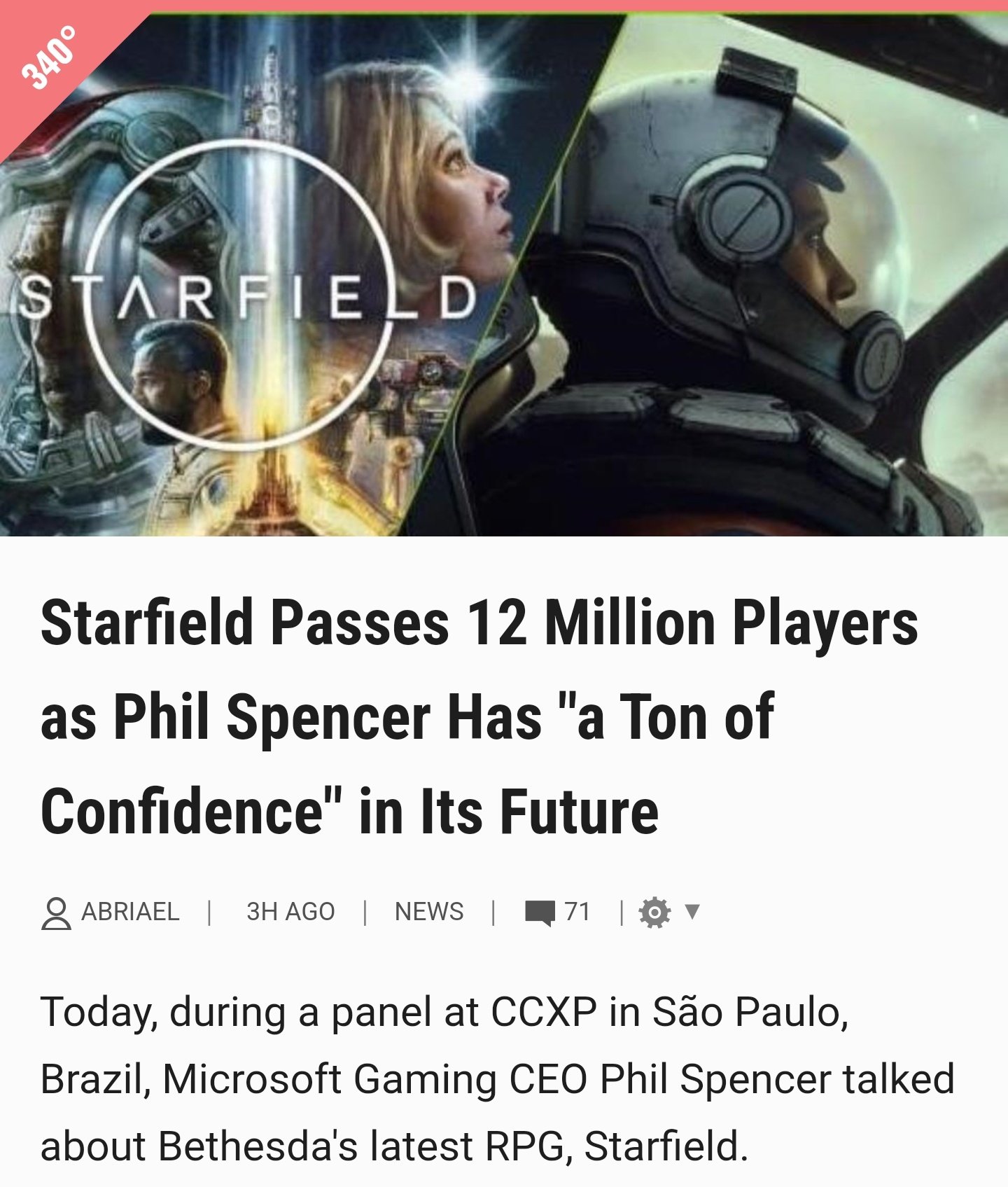 Starfield surpasses 12 million players as Phil Spencer says we'll be