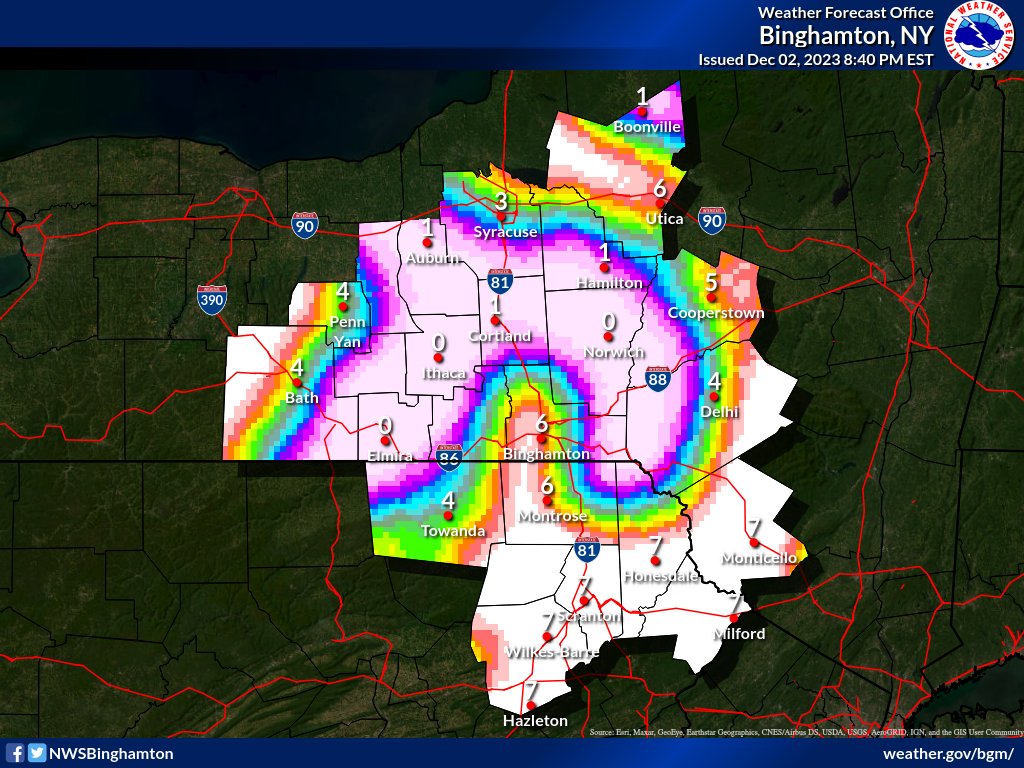 Here is a look at approximate visabilities as of 8:45 pm 12/2. Allow extra time to reach your destination due to fog across central New York. #nywx