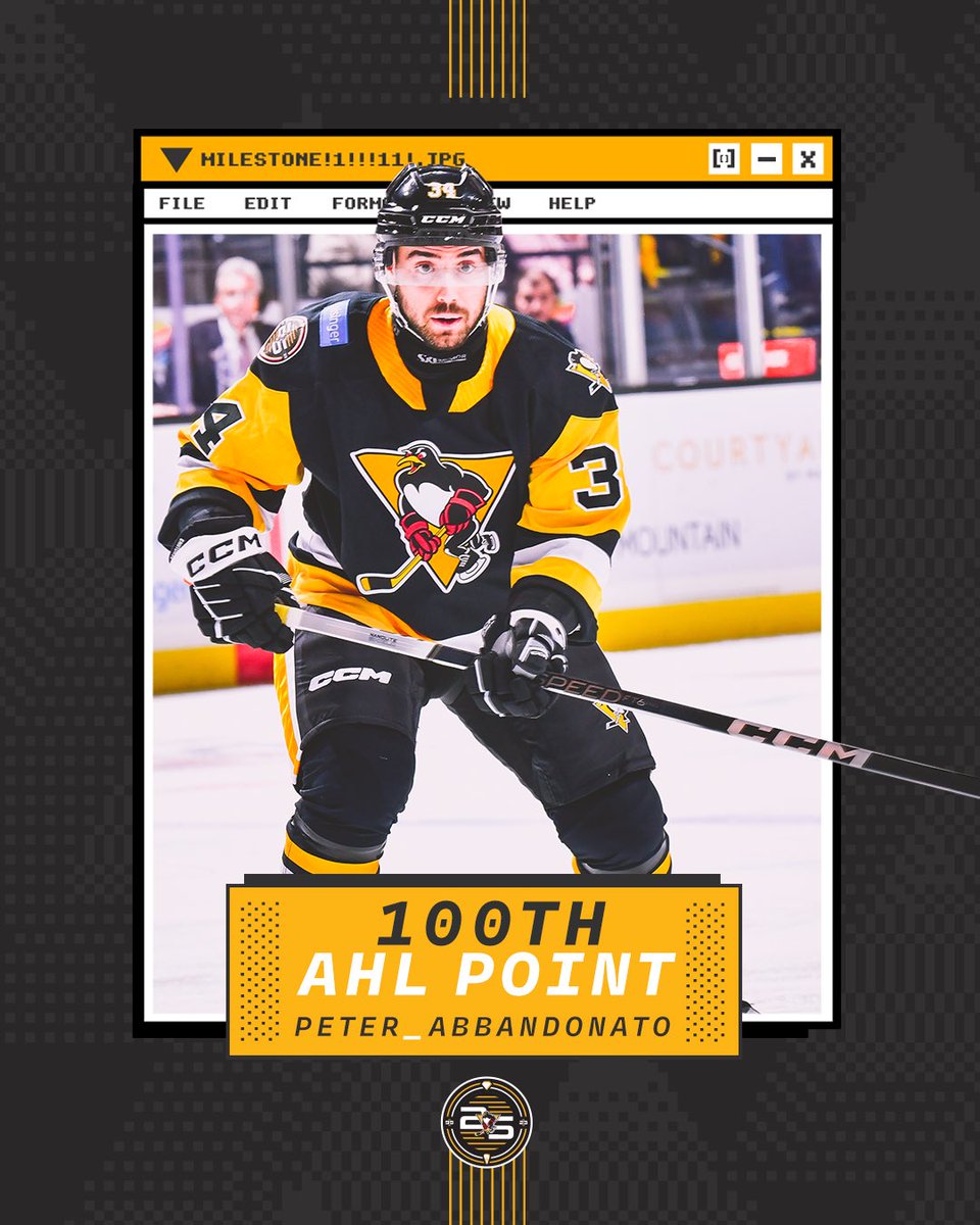 WBSPenguins's tweet photo. Abby’s two goals tonight get him to 100 AHL points

Congratulations, Peter!🎉🎊 https://t.co/3r6eoW5hH3