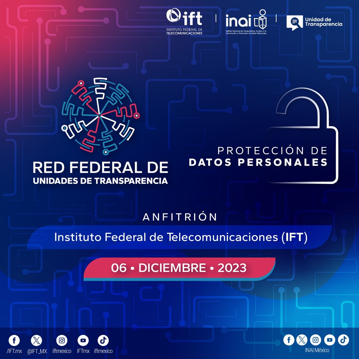 AdrianAlcala75's tweet photo. 🔵El próximo miércoles se llevará a cabo la 4a Sesión de la Red Federal de Unidades de Transparencia #SoyRedUT en el @IFT_MX. https://t.co/fAByXsjqrK